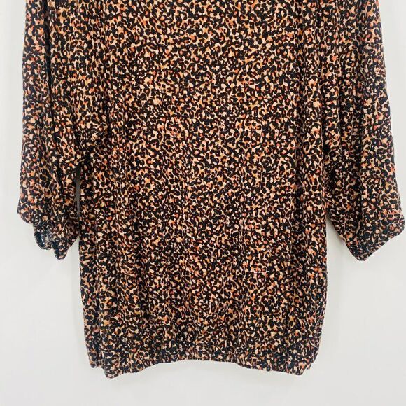 LOFT Size Small Tan & Black Cheetah Print 3/4 Sleeve Jersey Knit Blouse Top - Picture 8 of 9